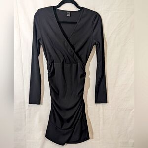 Black Long Sleeve V Neck Dress, Size Small